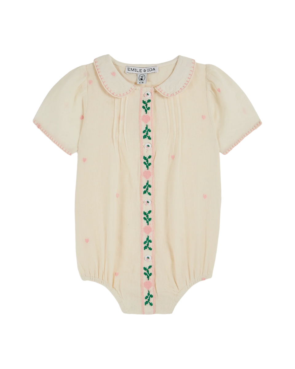 Emile & Ida Cream Collared Romper