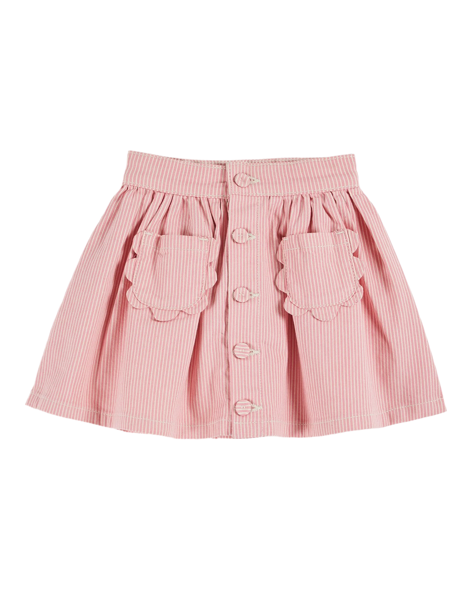 Emile & Ida Pink Striped Flower Pocket Skirt