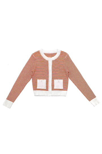 Elle oh Elle Blake Cardigan in Orange White Stripes