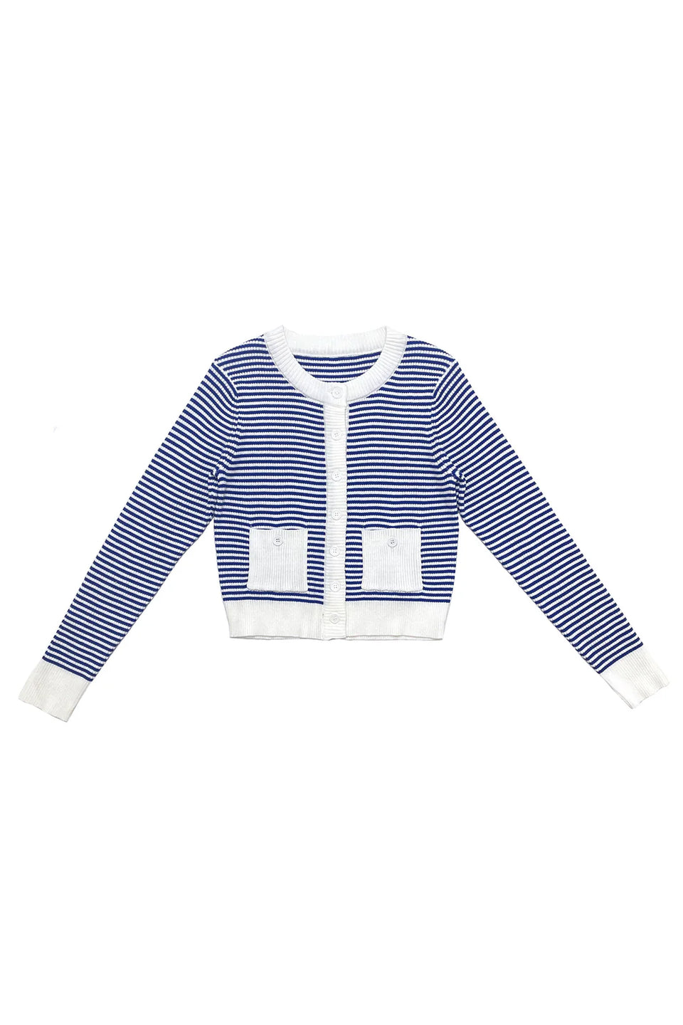 Elle oh Elle Blake Cardigan in Royal Blue White Stripes