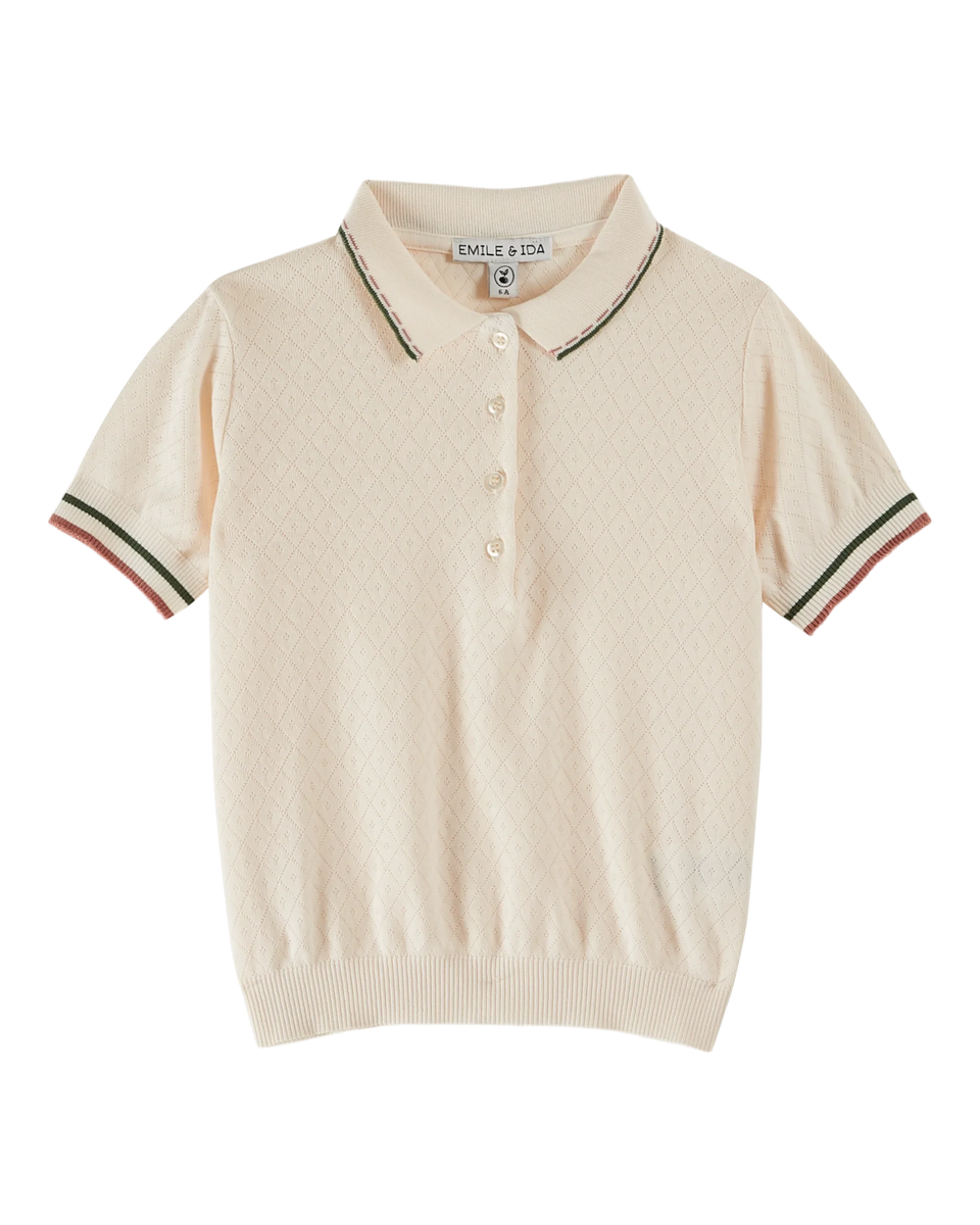 Emile & Ida Cream Pointelle Polo