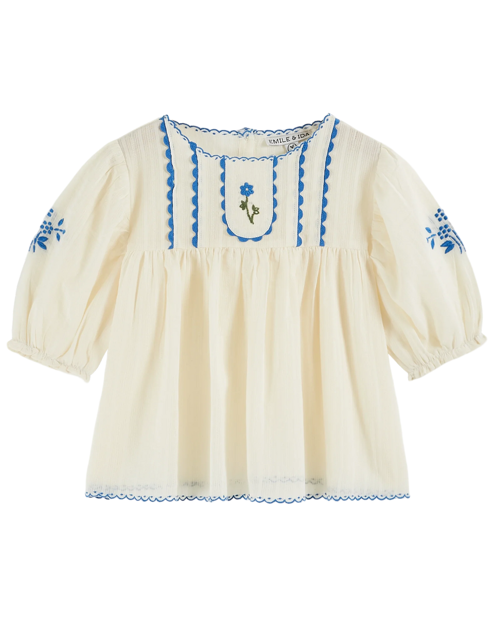 Emile & Ida Cream Embroidered Blouse