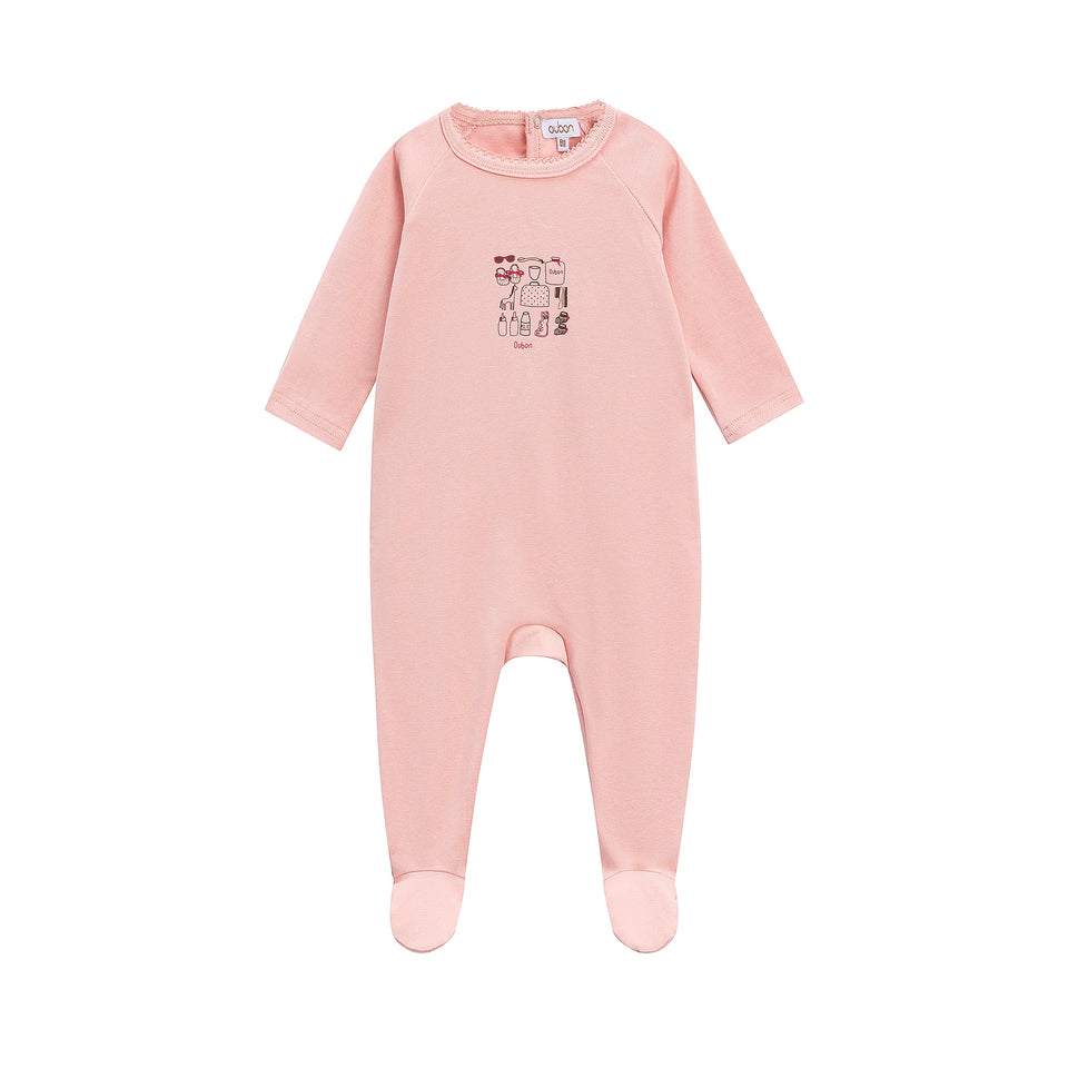 Oubon Baby Item Print Girls Footie