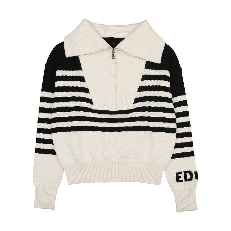 Urban Edge Black/White Striped Half Zip up