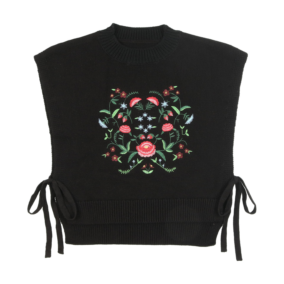 Urban Edge Black Embroidered Knit Vest