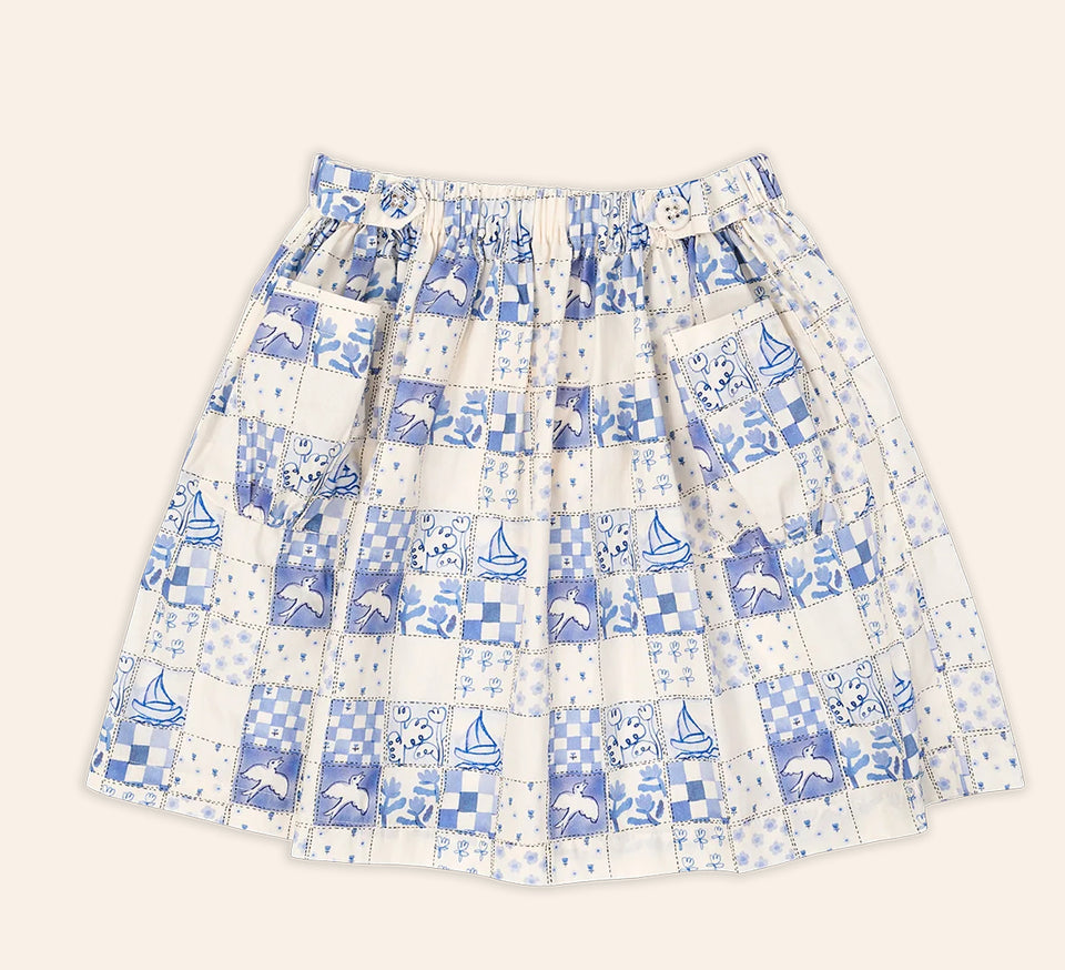 Wander and Wonder Blue Tile Skirt