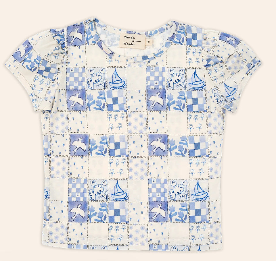 Wander and Wonder Blue Tile SS Tshirt