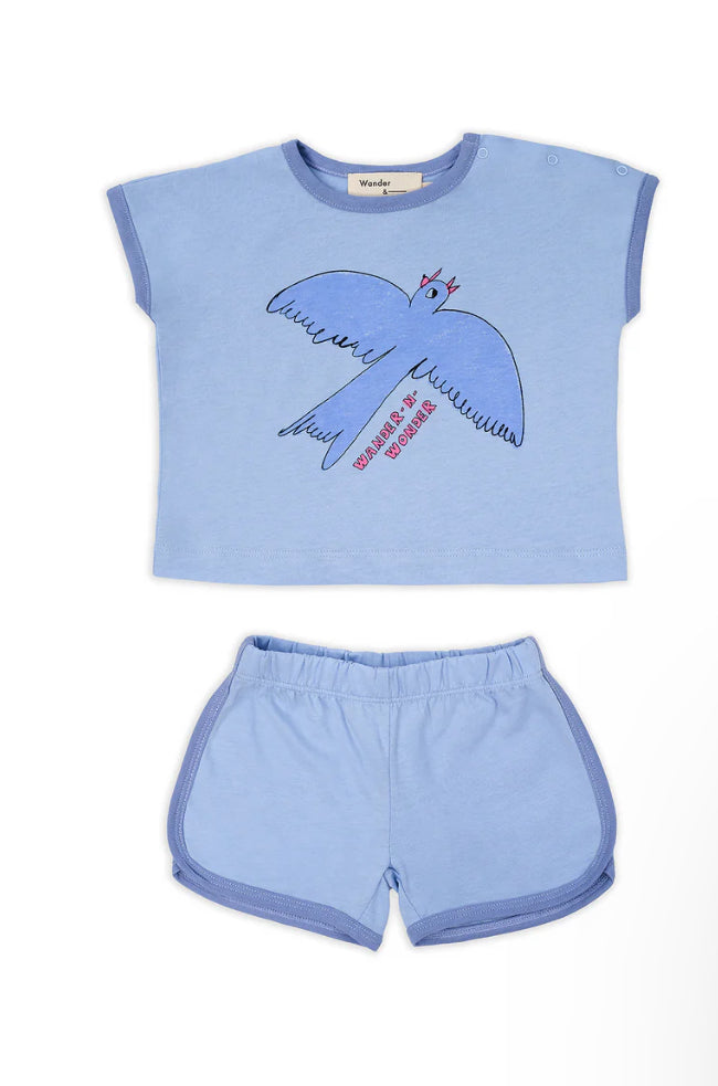 Wander and Wonder Blue Bird Tshirt Set