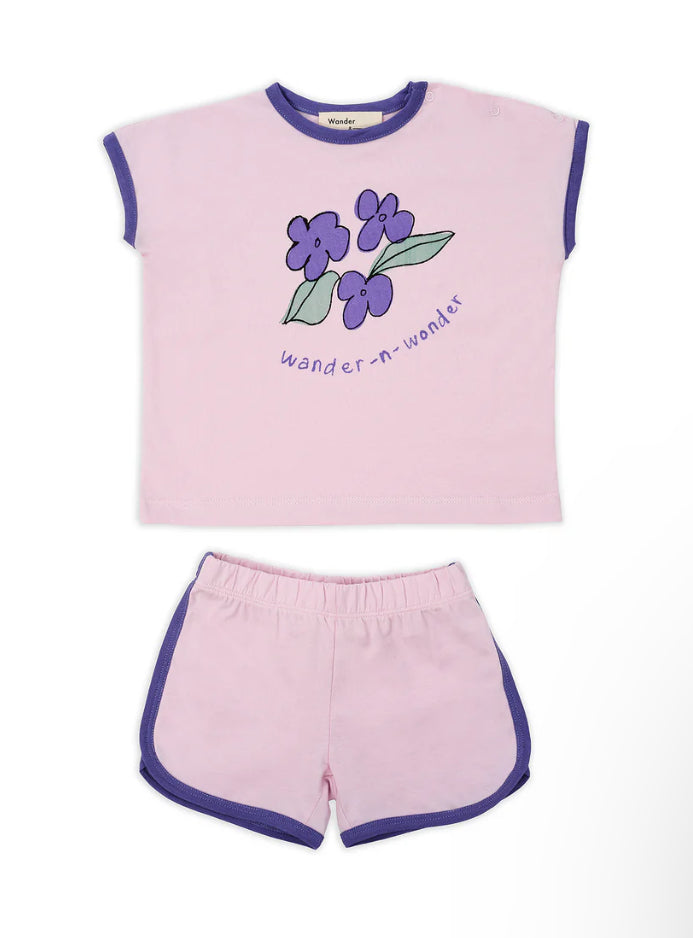 Wander and Wonder Purple Flower Tshirt Set