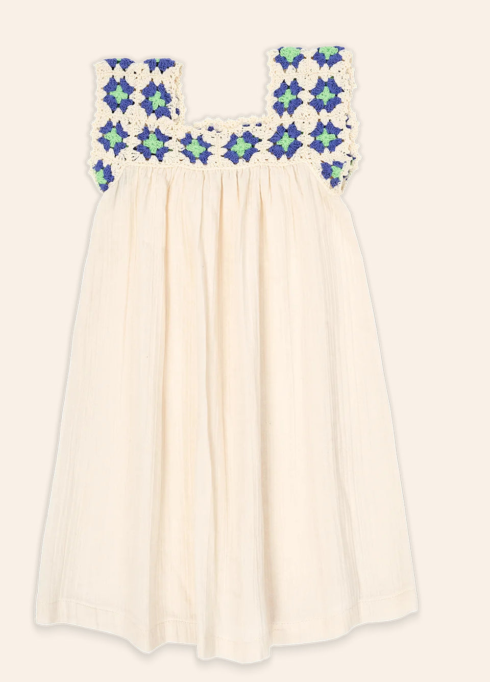 Wander and Wonder Crochet Top Dress w/ Blue/Green Design