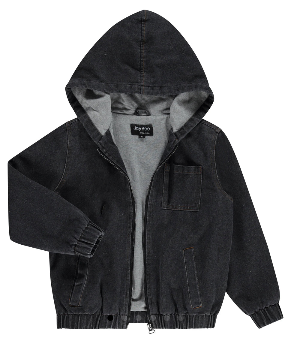Jaybee Jersey Lined Black Denim Jacket