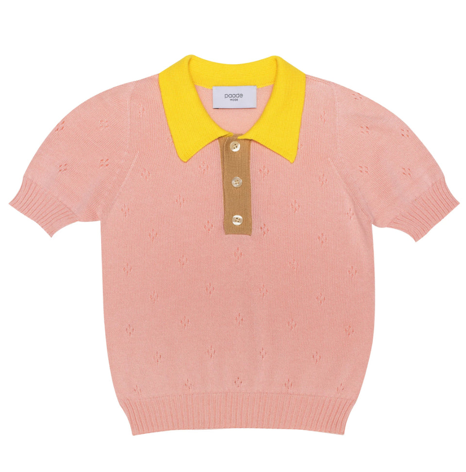 Paade Mode Pink Knit Polo-Short Sleeves