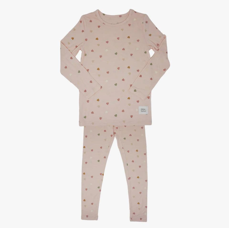 Little Label Light Pink Hearts Printed Pajama