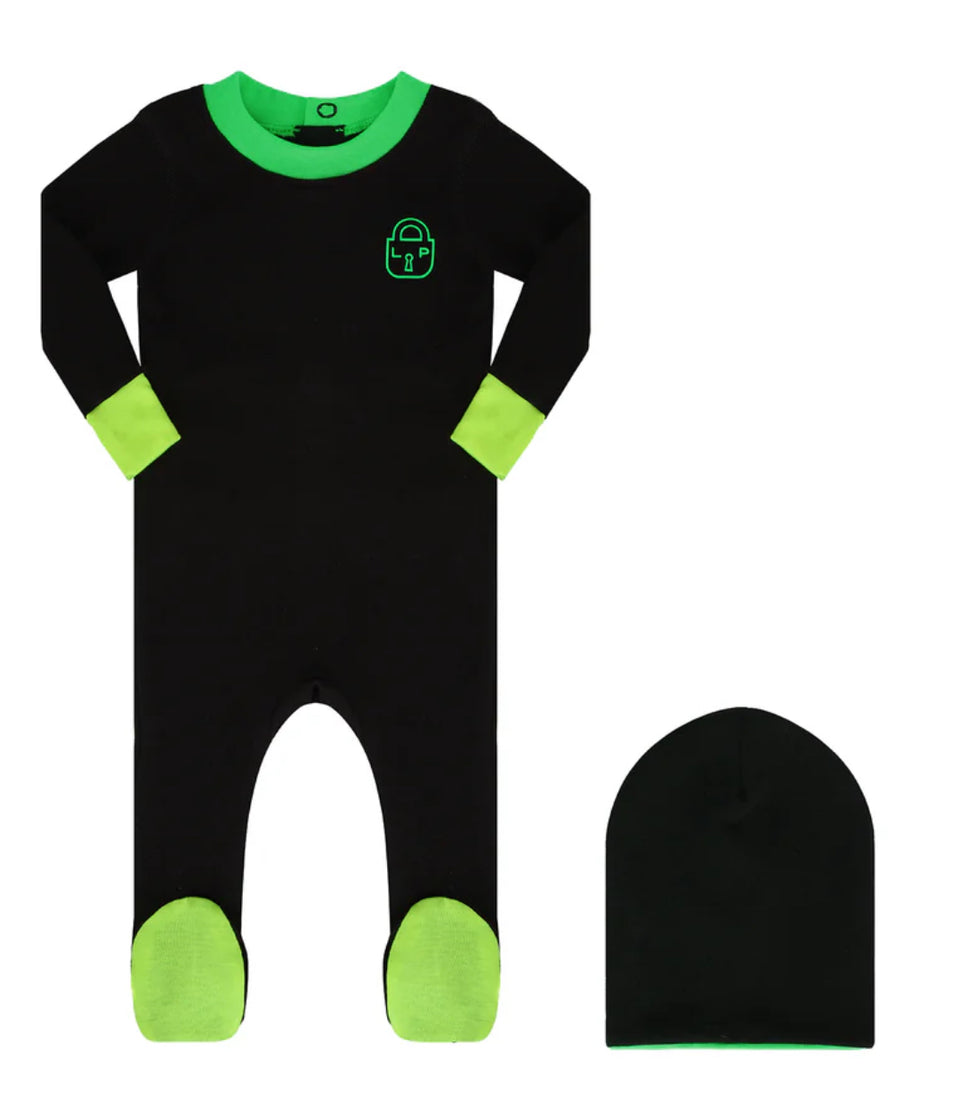 Little Parni Green/Black Heartlock Neon Cuff Stretchy