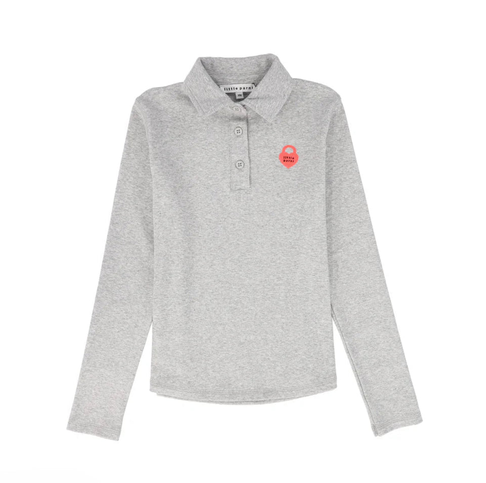 Little Parni Grey Neon Collar Heart Logo Tshirt