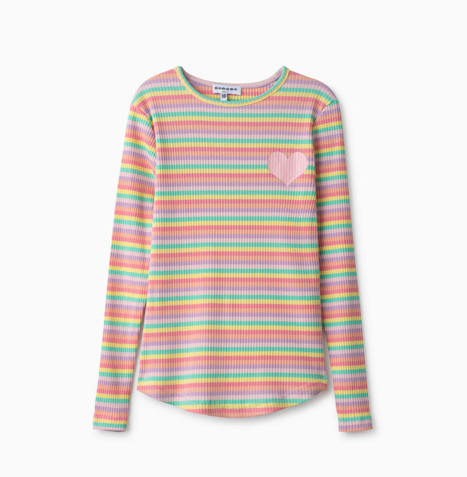 Noname Pink Stripe Tee w/ Heart