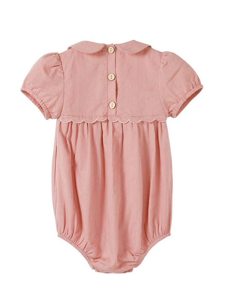 Nou Nelle Scallop Embroidered Pink Romper