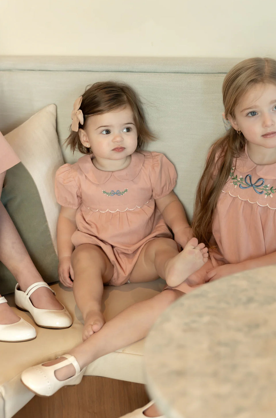 Nou Nelle Scallop Embroidered Pink Romper