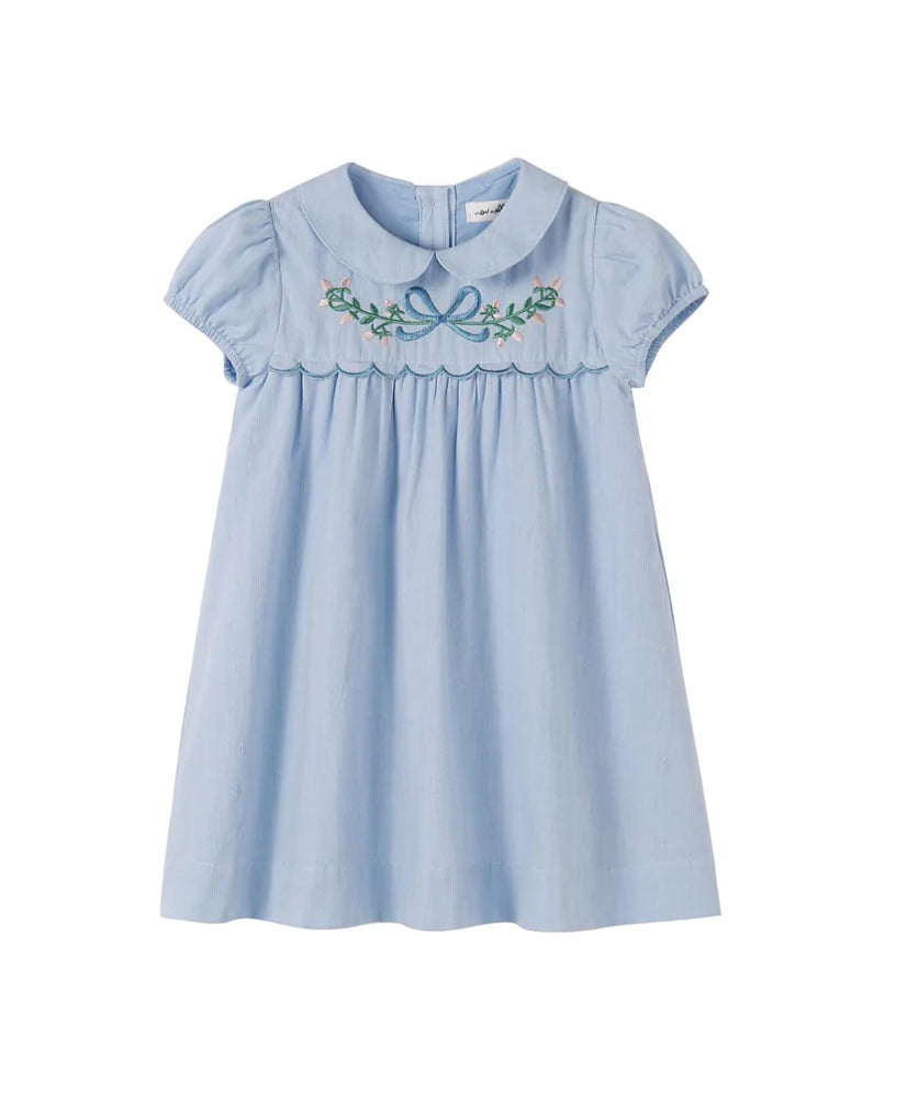 Nou Nelle Scallop Embroidered Blue Dress
