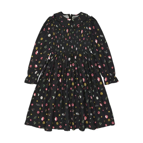 Sweet Threads Black Floral Ruched Top Dress