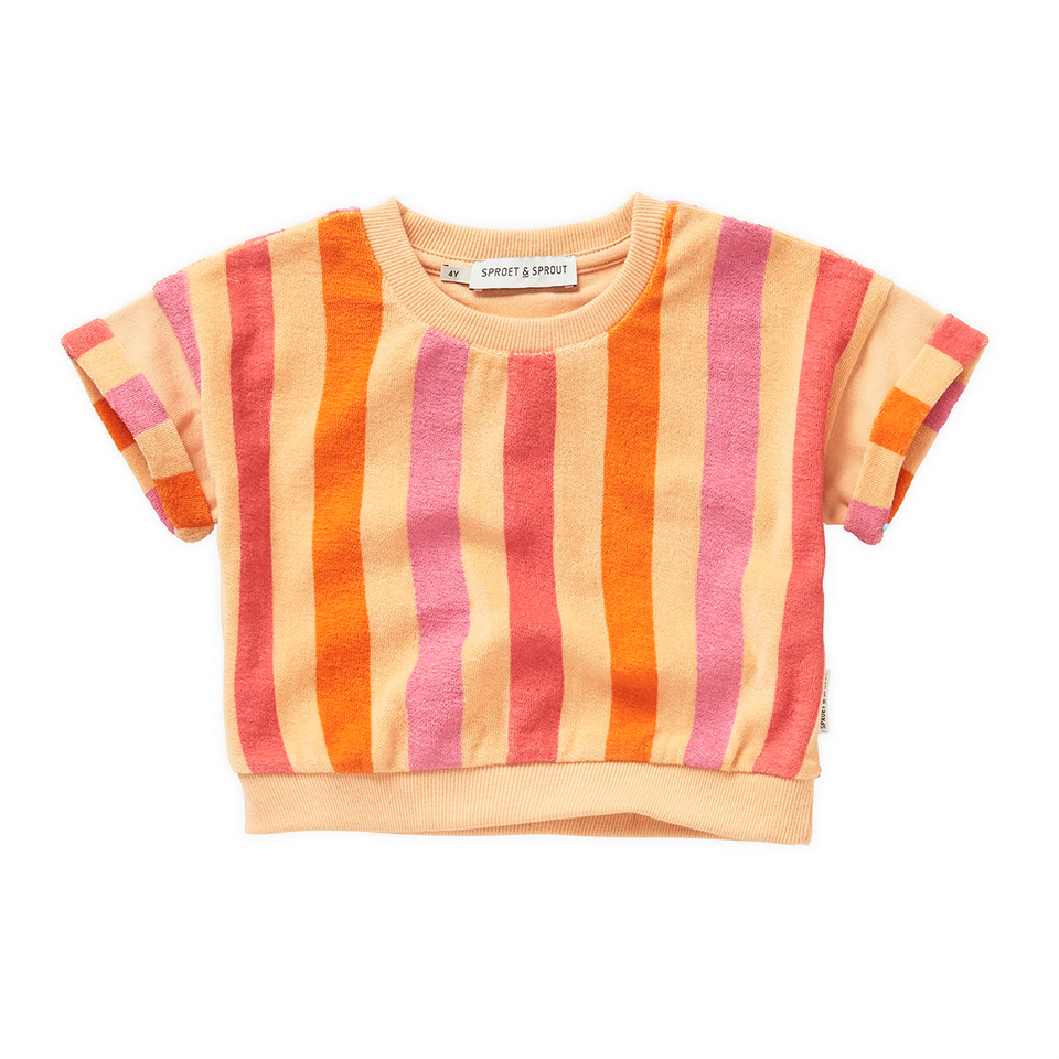 Sproet and Sprout Nectarine Cropped Striped Sweatshirt