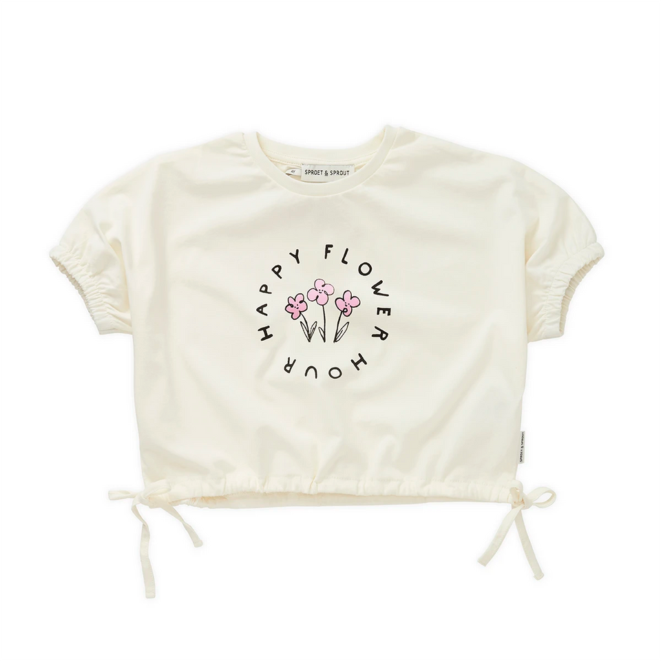 Sproet and Sprout Off White Boxy Happy Flower Tshirt
