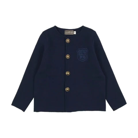 Sweet Threads Navy Blue Knit Gold Button-Up Top