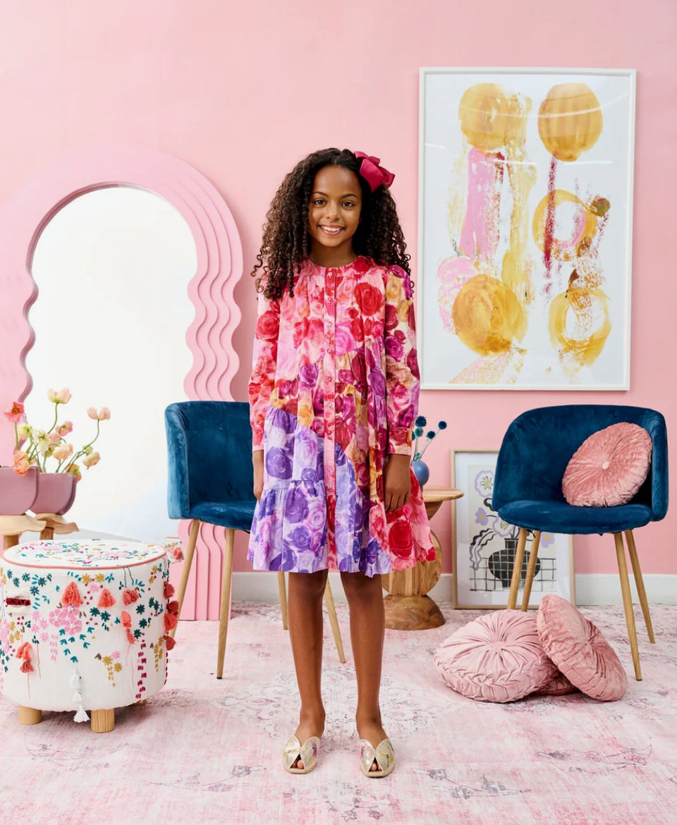 Porter Vibrant Large Rosebud Design Dress