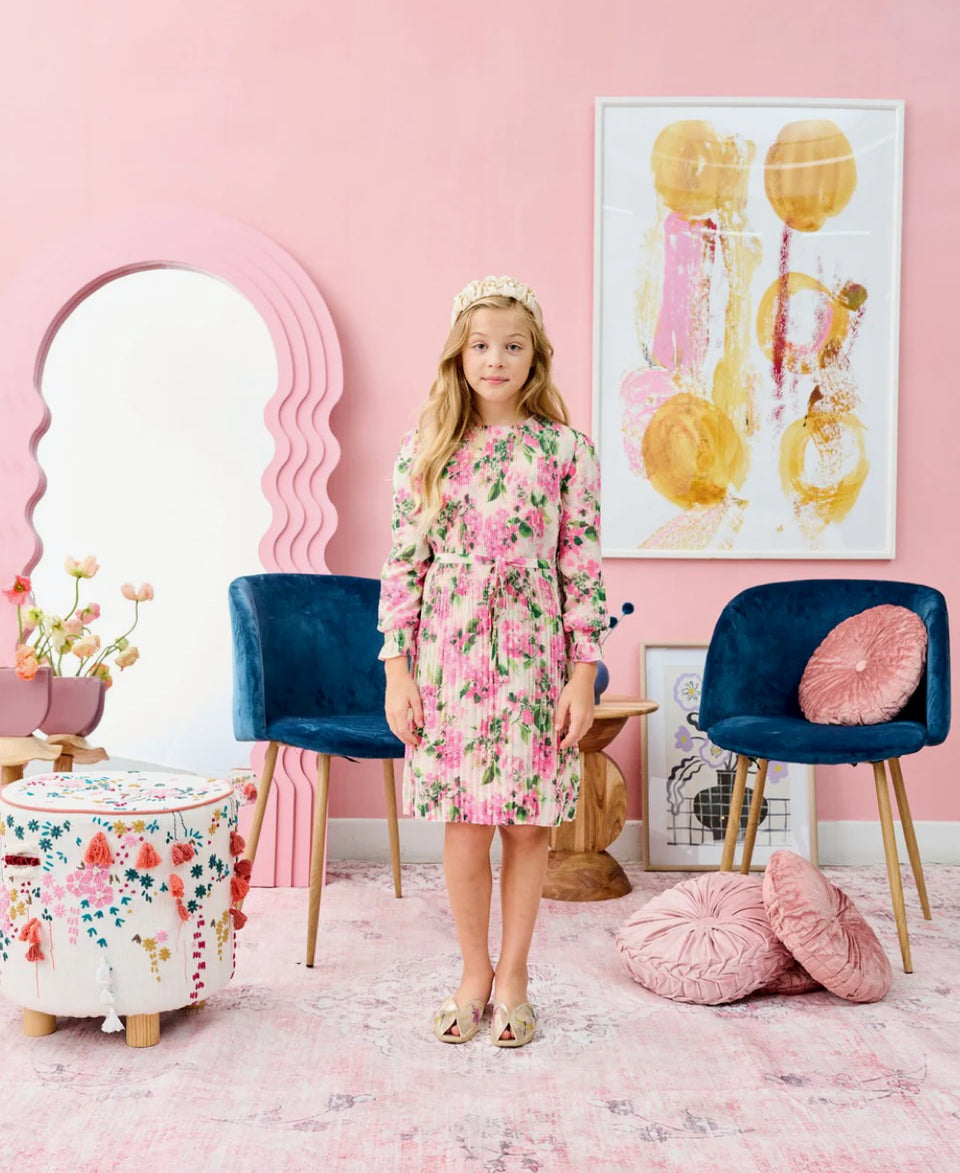 Porter Printed Chiffon Pleated Dress