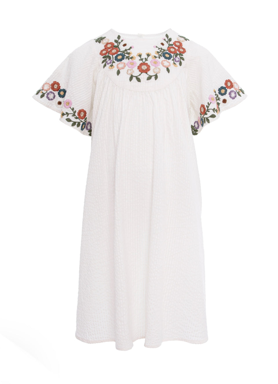 Pernille Ivory Embroidered Multi Flowers Dress