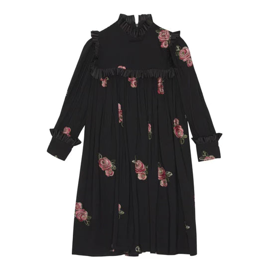 Olivia Rohde Black Dress with Embroidered Roses