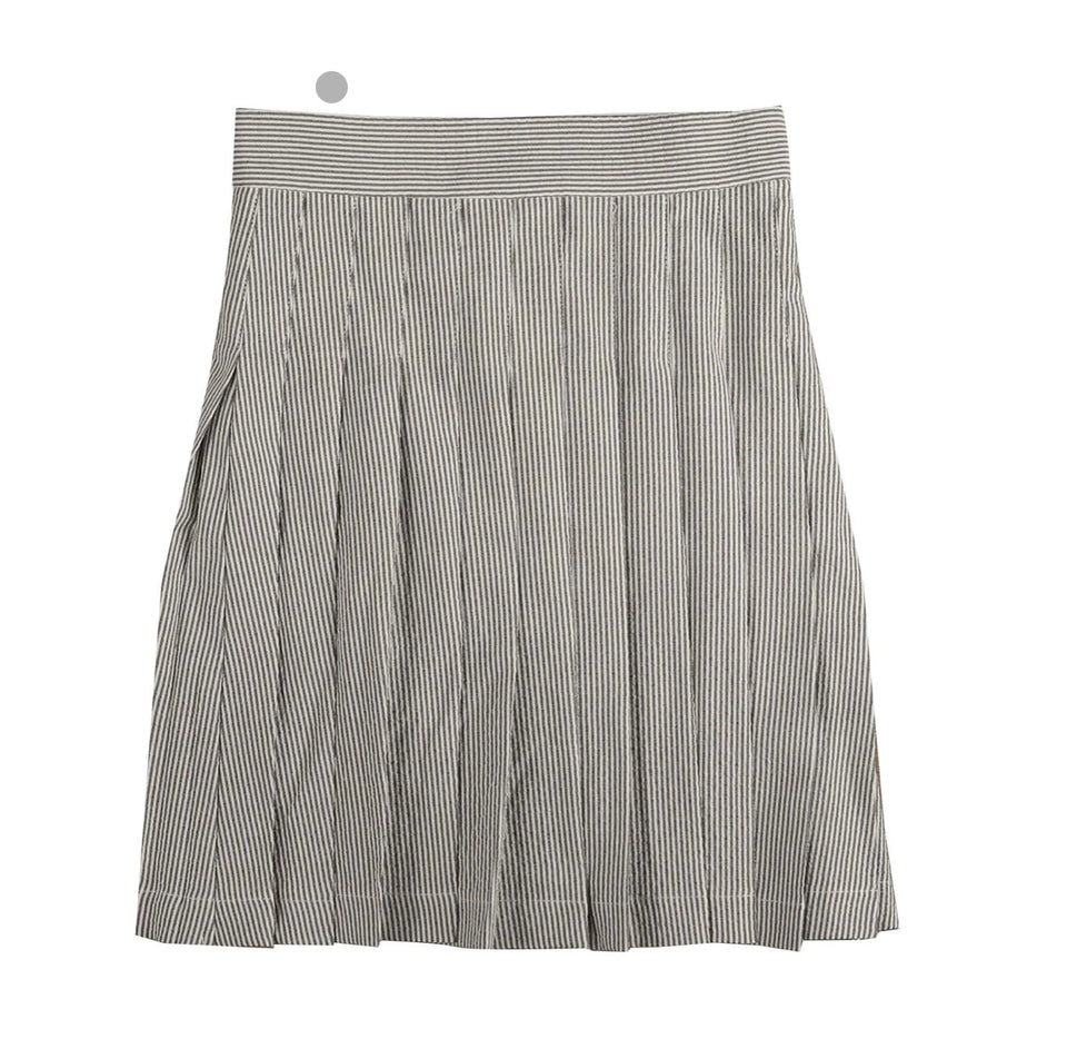 Belati Navy & White Pleated Skirt