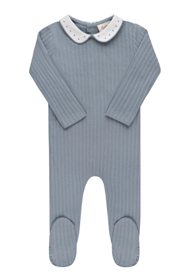 Loom Blue Pin Dot Collar Footie