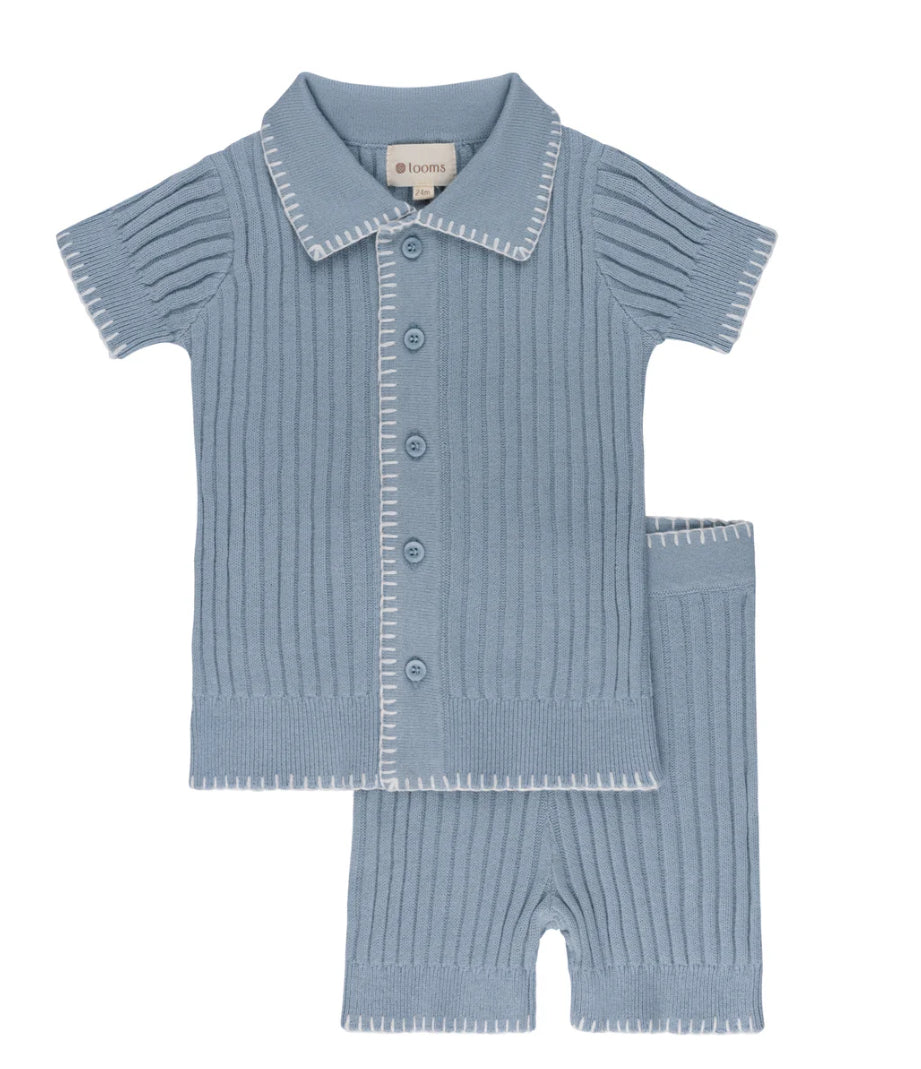 Loom Blue Whip Stitch Knit Set