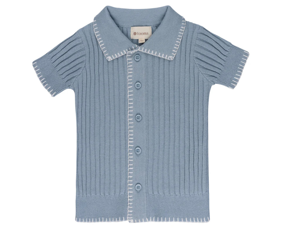 Loom Blue Whip Stitch Knit Top