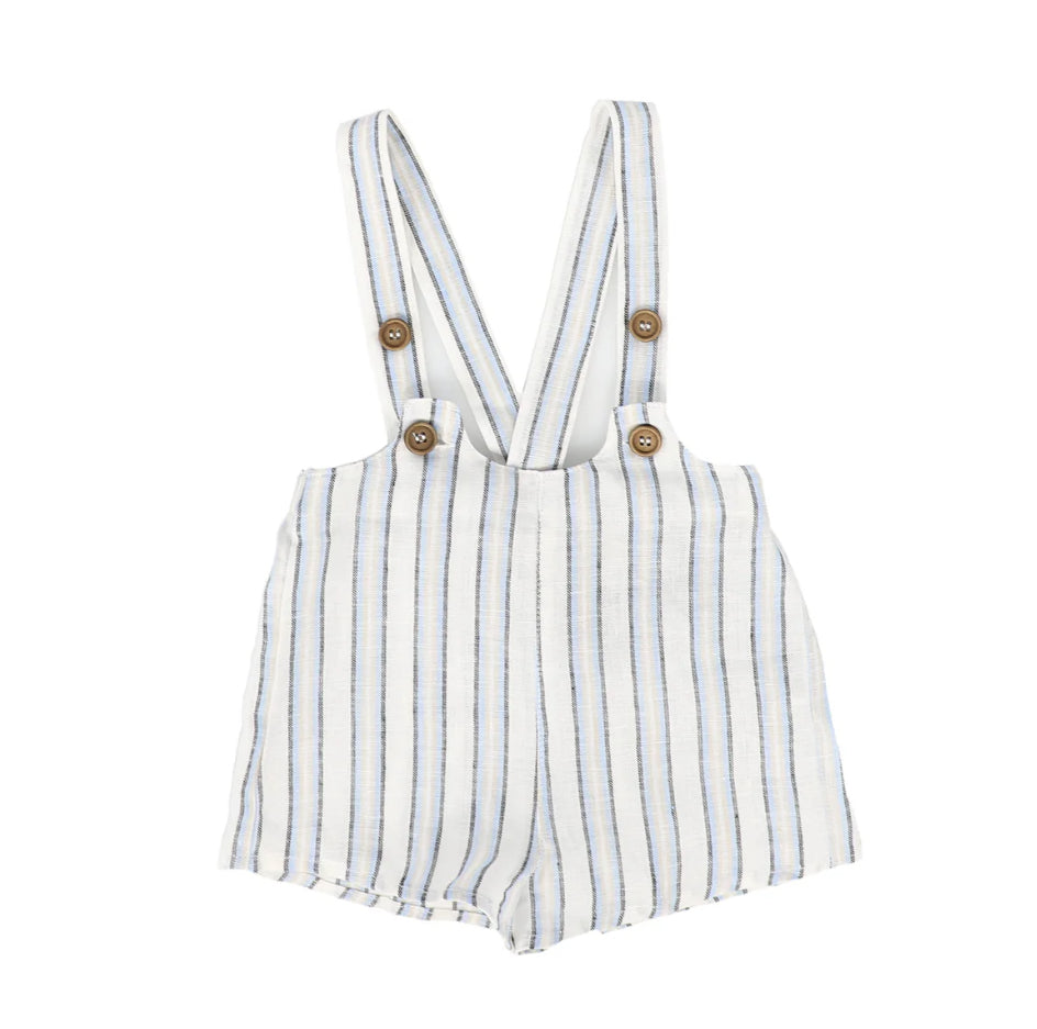 Belati White,Beige & Light Blue Striped Overall runs small size up