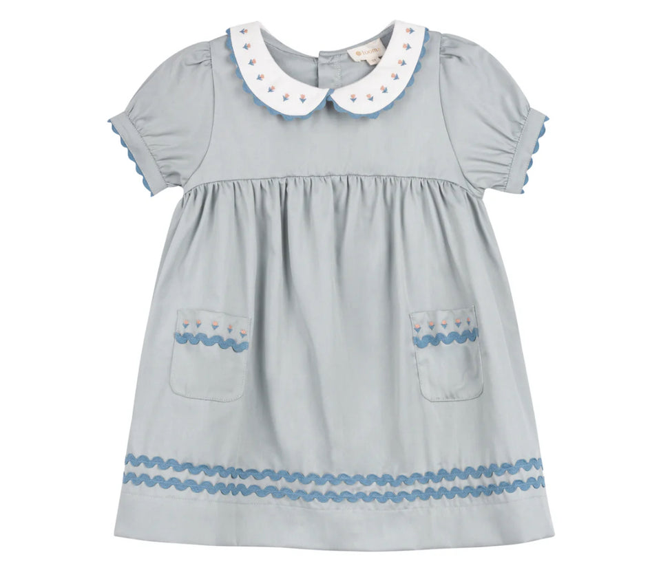 Loom SS Blue Tulip Collar Dress