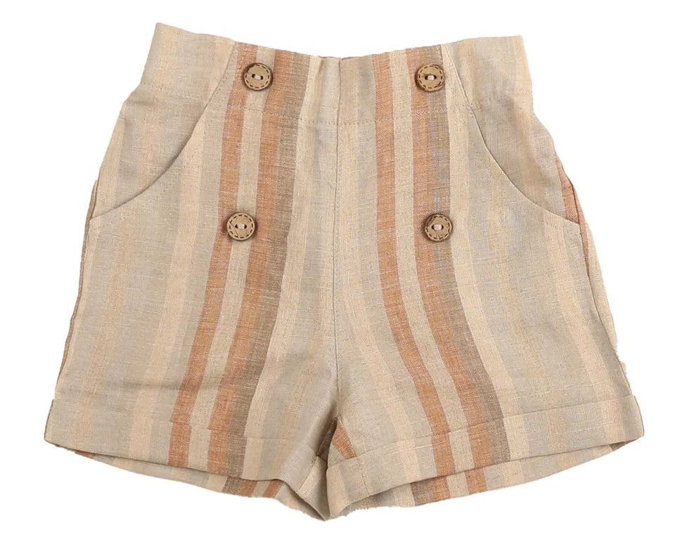 Noma Apricot Striped Double Breasted Shorts