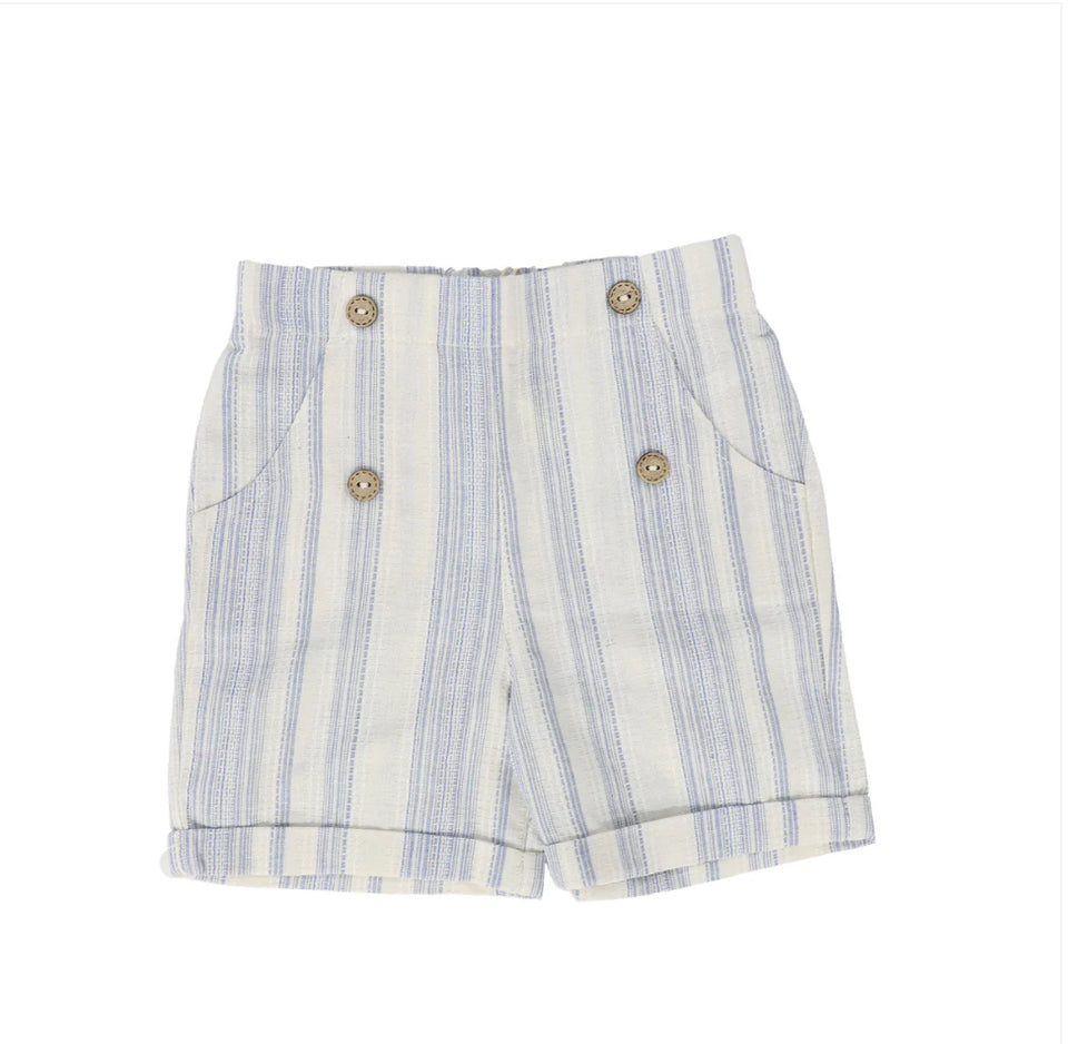 Noma Light Blue Striped Double Breasted Shorts