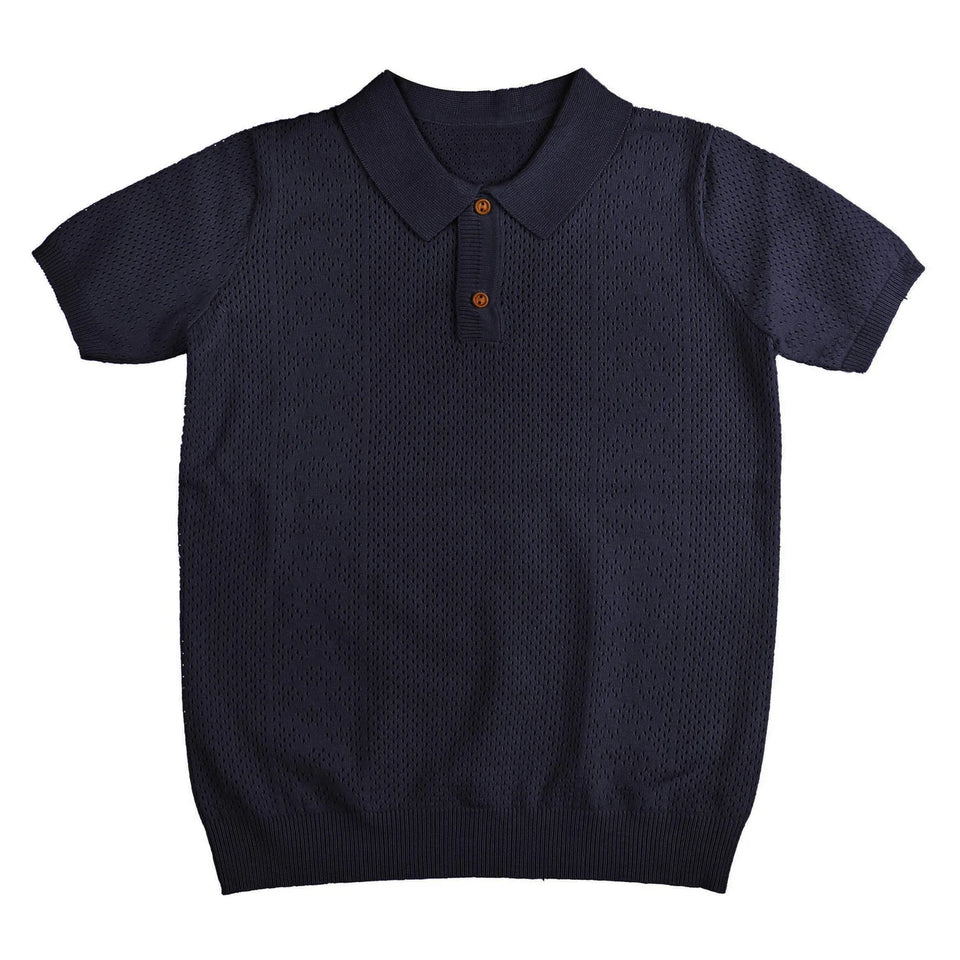 Noma Navy Pointelle Knit Top