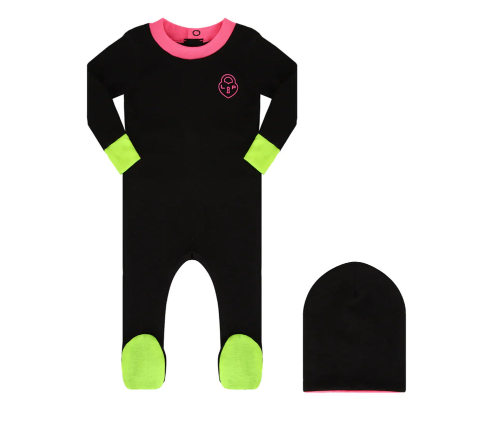 Little Parni Pink/Black Heartlock Neon Cuff Stretchy