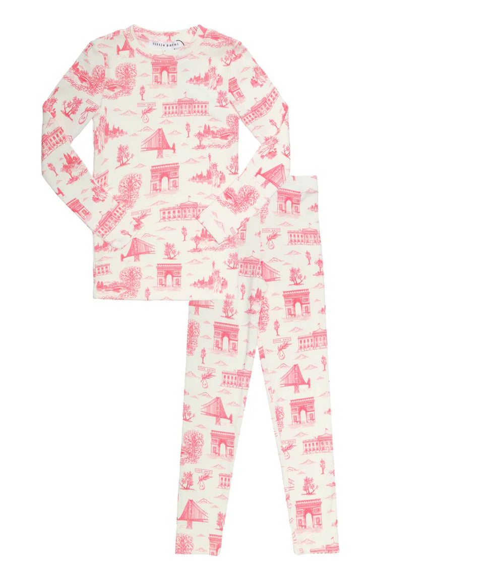 Little Parni Pink/Ivory Toile Pajamas