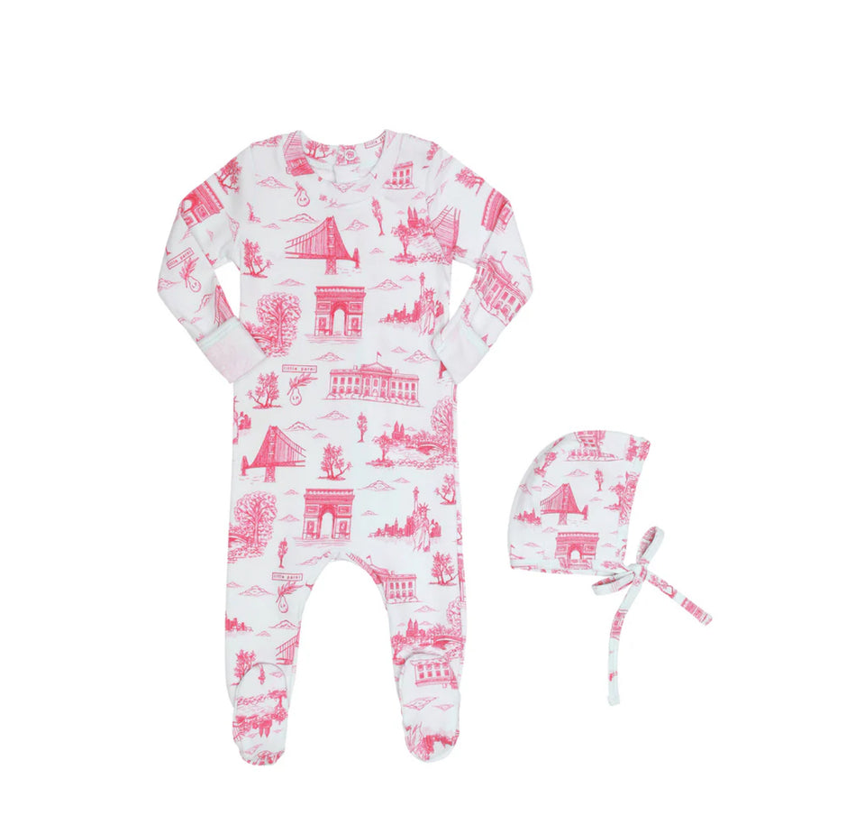 Little Parni Pink/Ivory Toile Stretchy