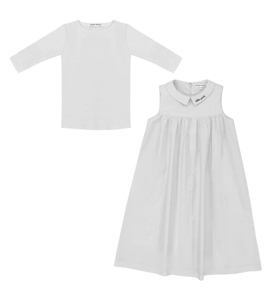 Little Parni White Logo Collar Jumper & Tshirt Set