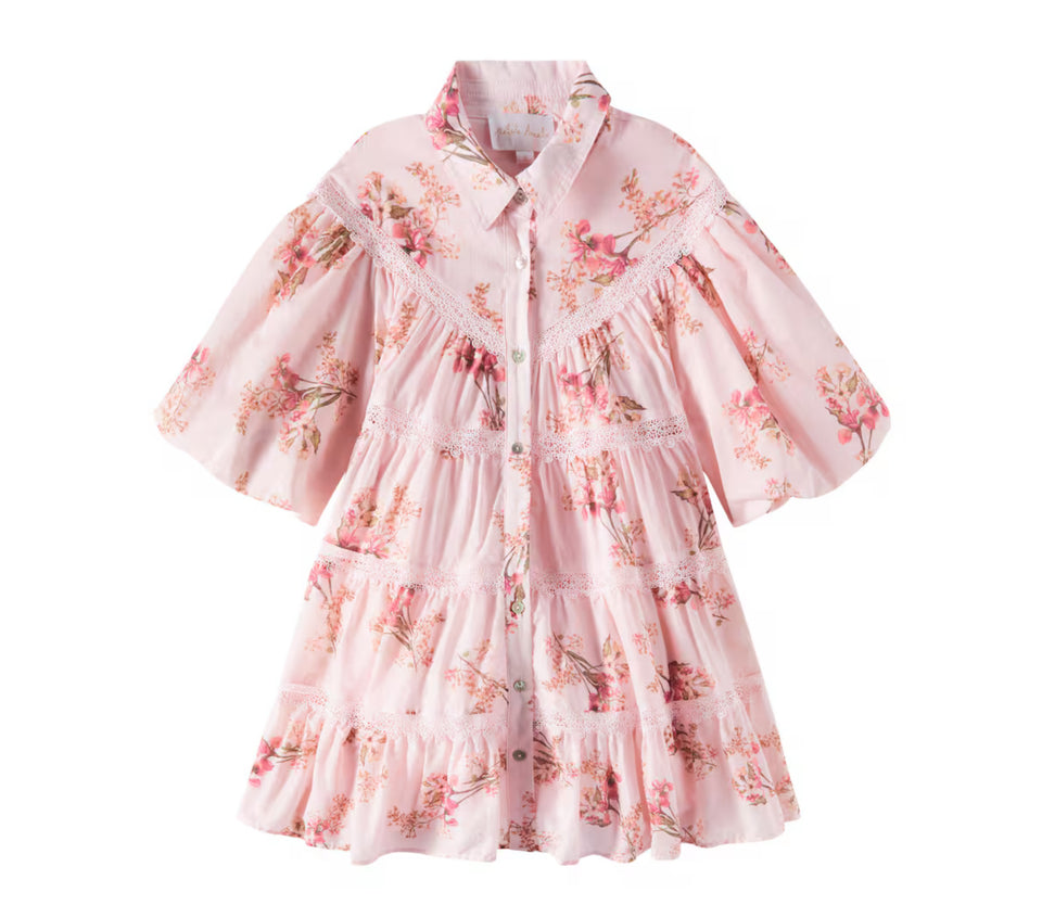 Petite Amalie Blush Orchid Linen Shirt Dress