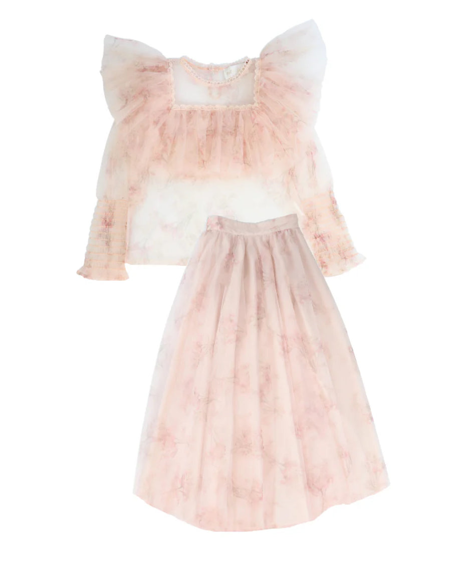 Petite Amalie Blush Orchid Print Tulle Set
