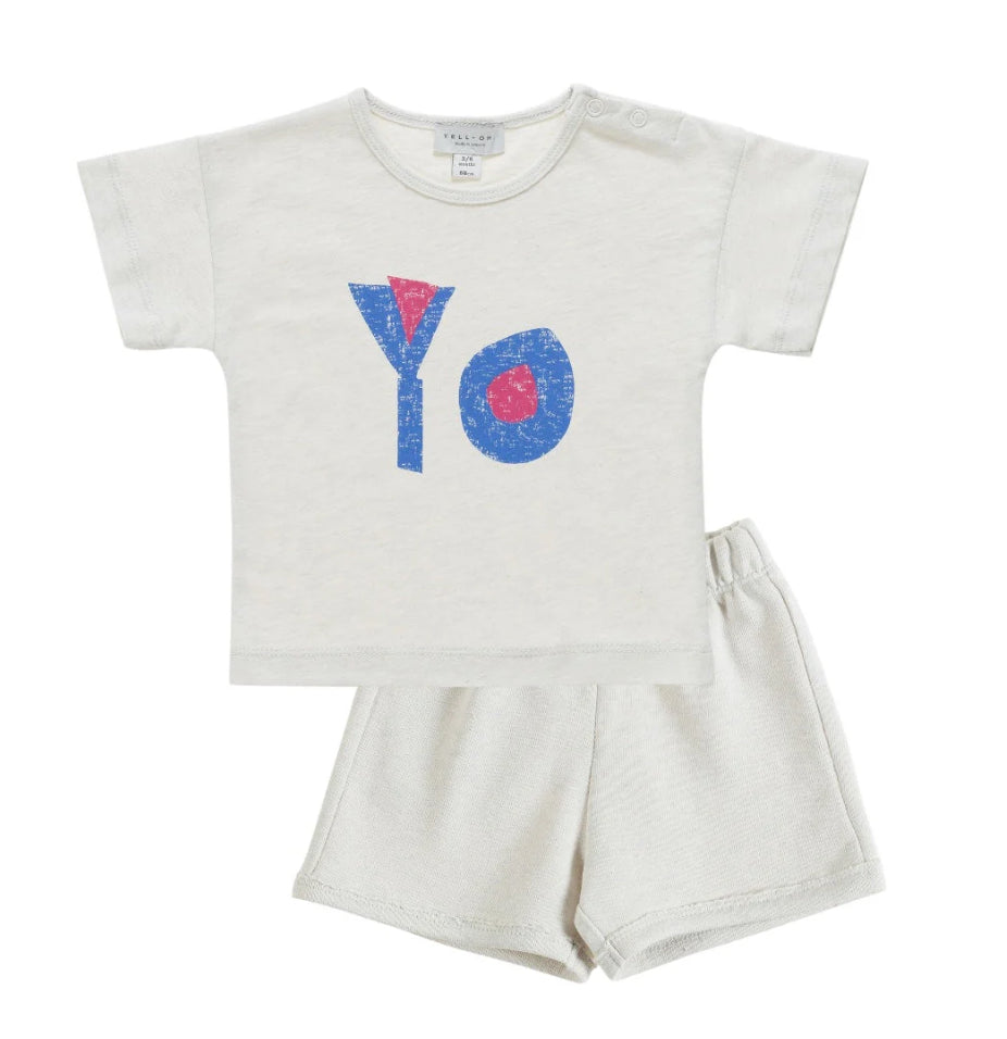 Yell-Oh White “YO” T-Shirt W/ Shorts Set