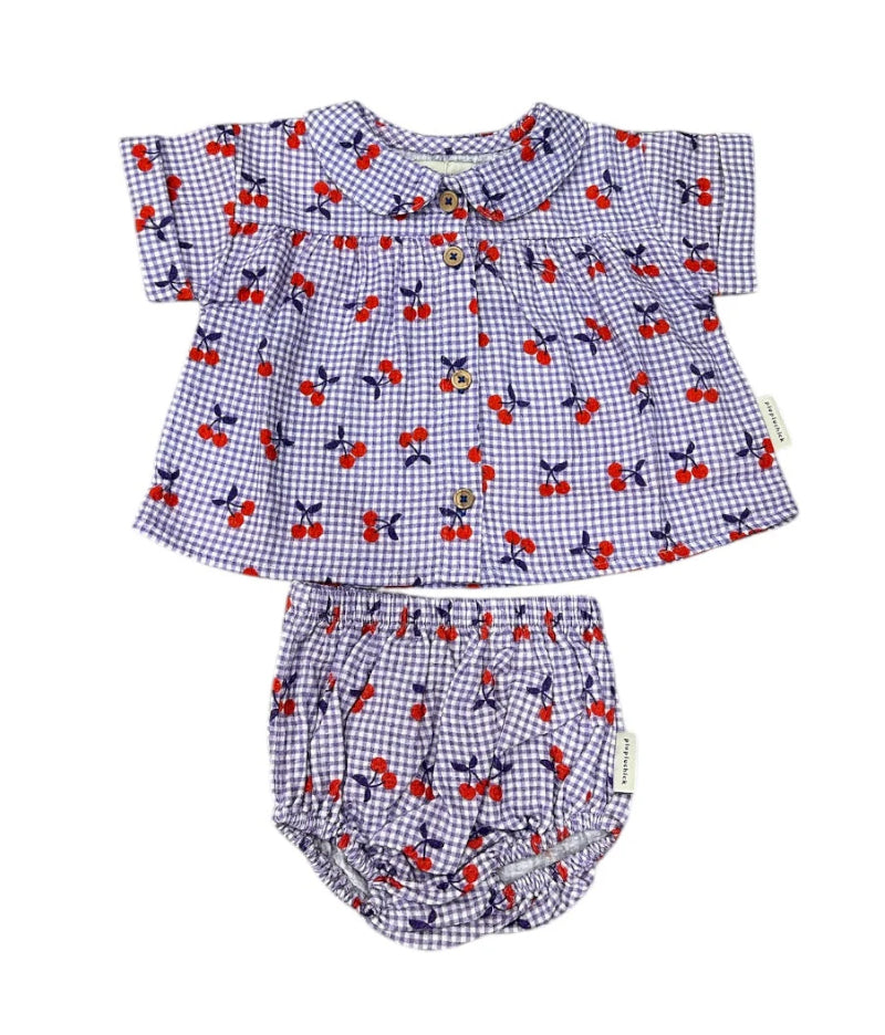 Piupiuchick Purple Checkered Bloomer Set