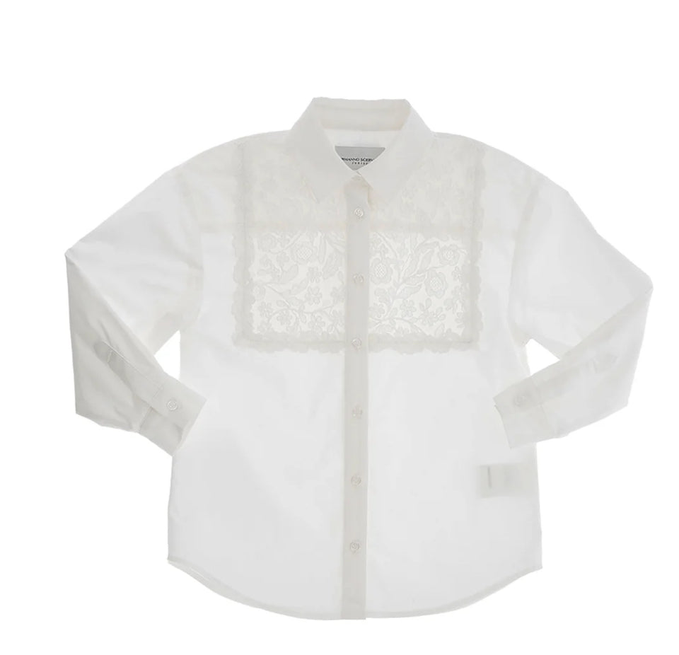 Ermanno Scervino Blouse with Collar with Tulle Embroidered Flower