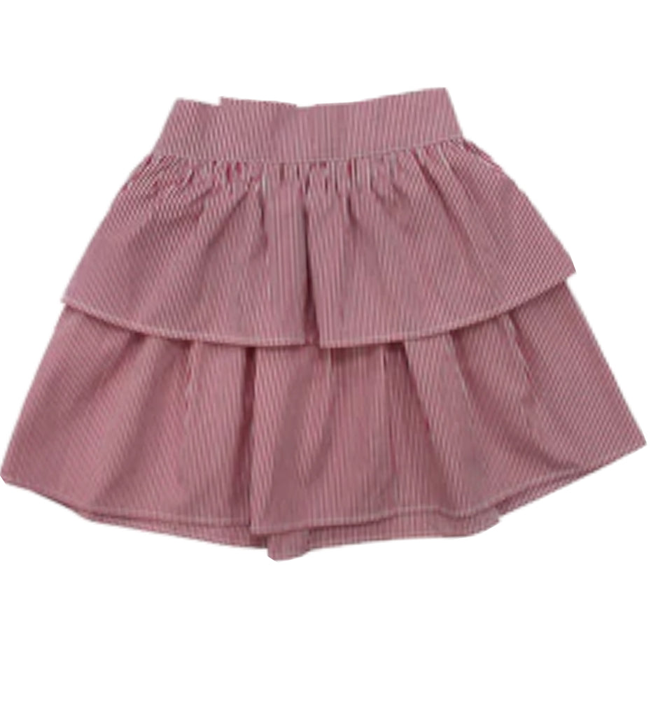 Little Parni Red & White Stripe Ruffle Skirt